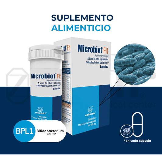 Columbia Microbiot Fit A Base De Fibra y Probiótico Bifidobacterium Lactis BPL1 30 Cápsulas