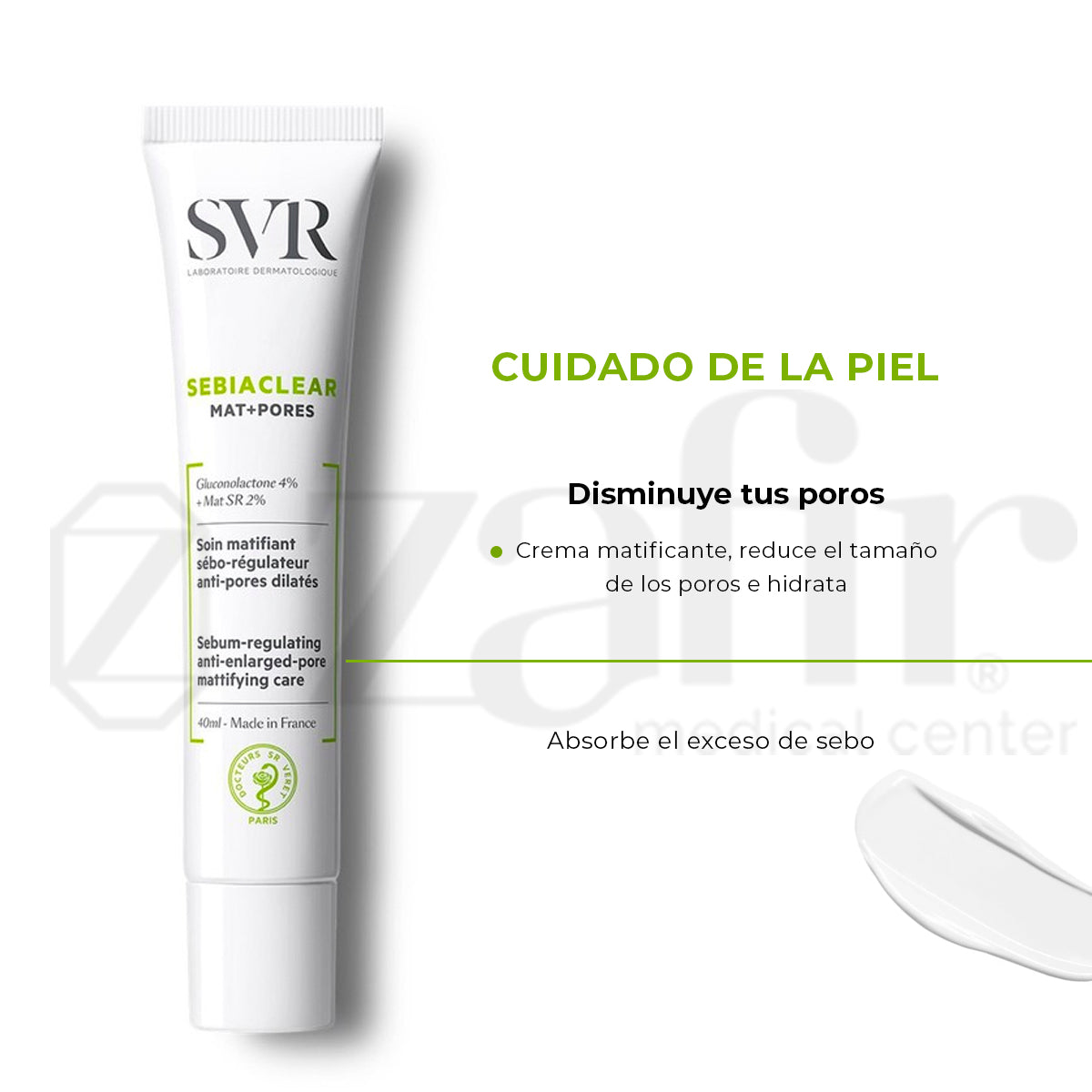 Crema De Tratamiento de Acné SVR MAT+PORES Sebiaclear