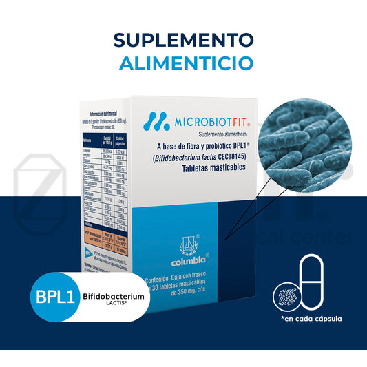 Columbia Microbiot Fit A Base De Fibra Y Probiótico BPL1 30 Cápsulas Masticables.