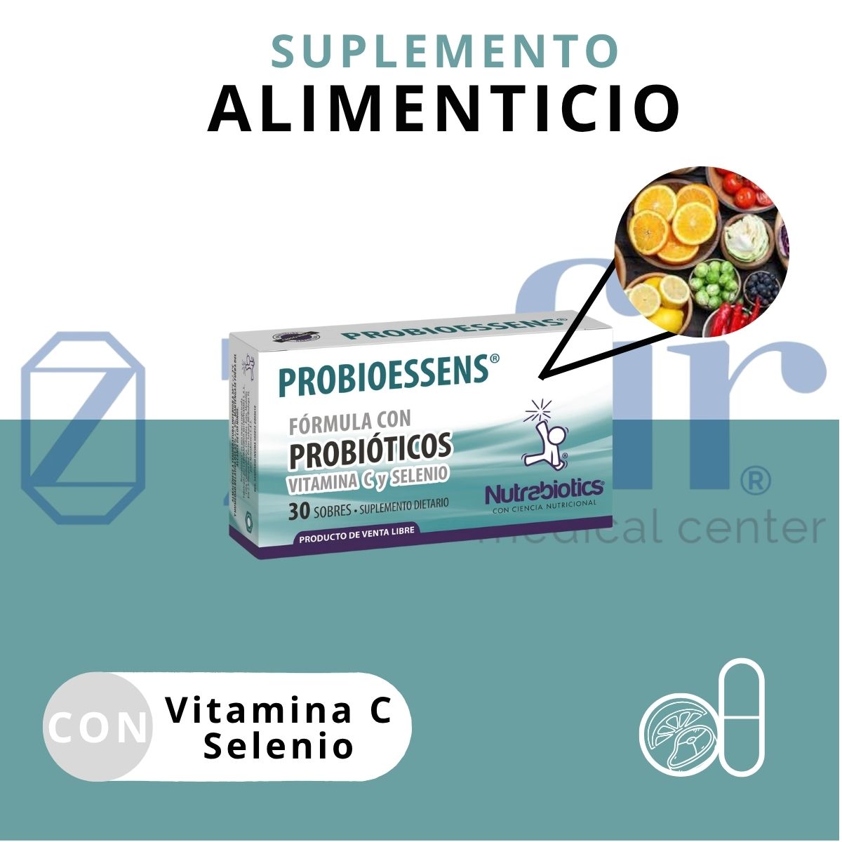 Nutrabiotics Probioessens con Probioticos, Vitamina C y Selenio