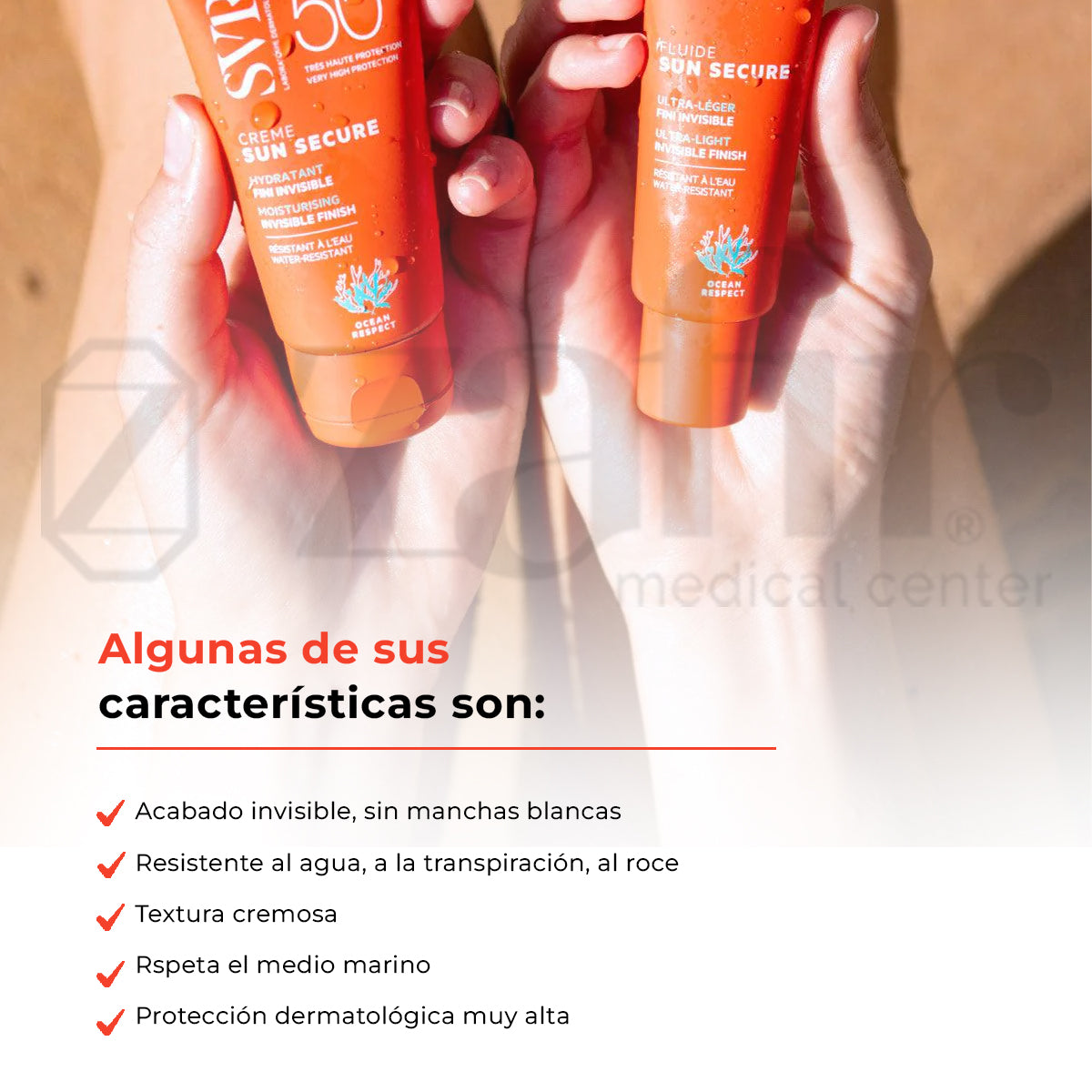 Protector Solar SPF50+ En Crema Sun Secure Creme SVR Para Toda La Familia - Zafir Medical Center