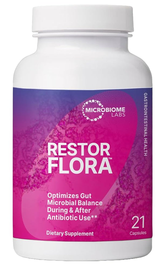 MICROBIOME LABS RESTOR FLORA OPTIMIZES GUT 21 CAPS