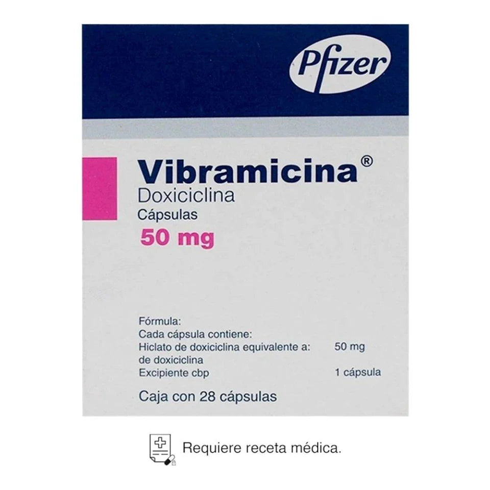 VIBRAMICINA 50MG 28 CAPS | DOXICICLINA 50MG