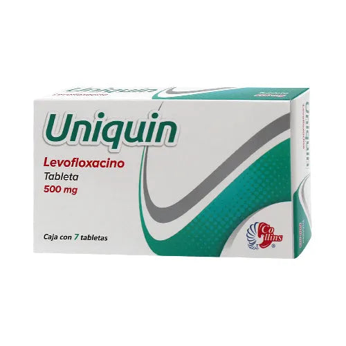 UNIQUIN. LEVOFLOXACINO 500 MG. CAJA CON 7 TABLETAS