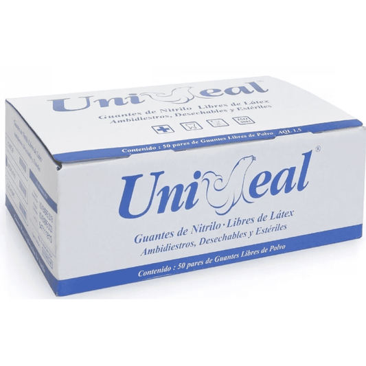 CAJA GUANTE UNISEAL DE NITRILO AZUL LIBRE DE LATEX TALLA "G" / CONTIENE 50 PIEZAS