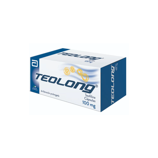 TEOLONG. TEOFILINA 100 MG. CAJA CON 20 C+APSULAS. LIBERACIÓN PROLONGADA
