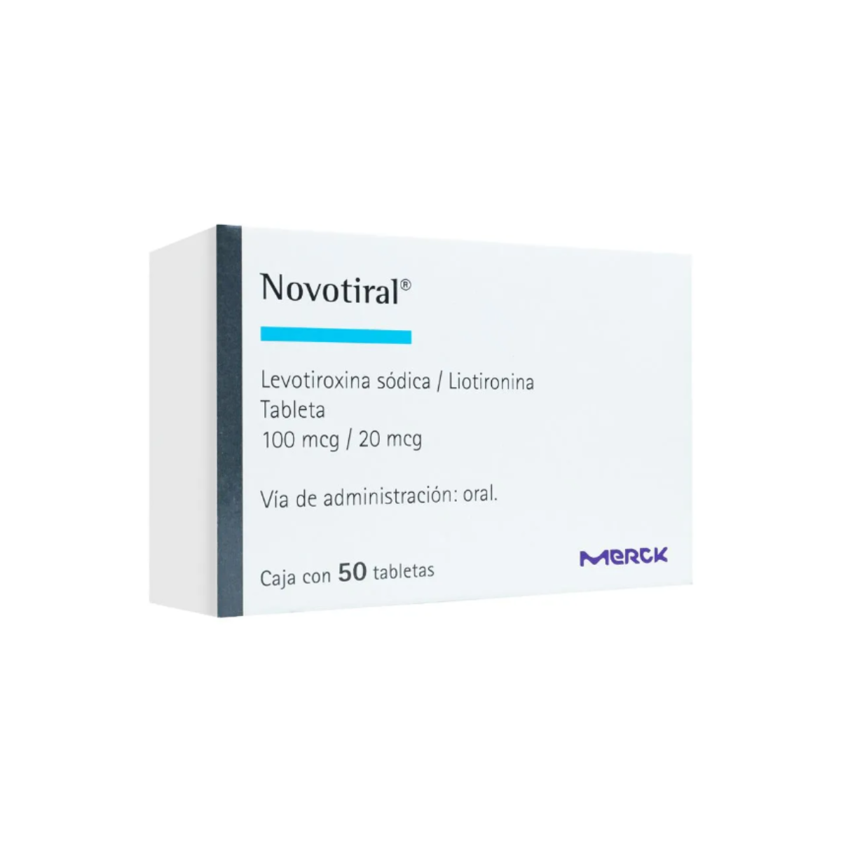 NOVOTIRAL. LEVOTIROXINA SÓDICA 100 MCG/LIOTIRONINA 20 MCG. CAJA CON 50 TABLETAS