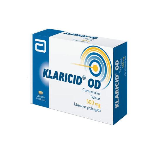 KLARICID OD. CLARITROMICINA 500 MG. CAJA CON 10 TABLETAS