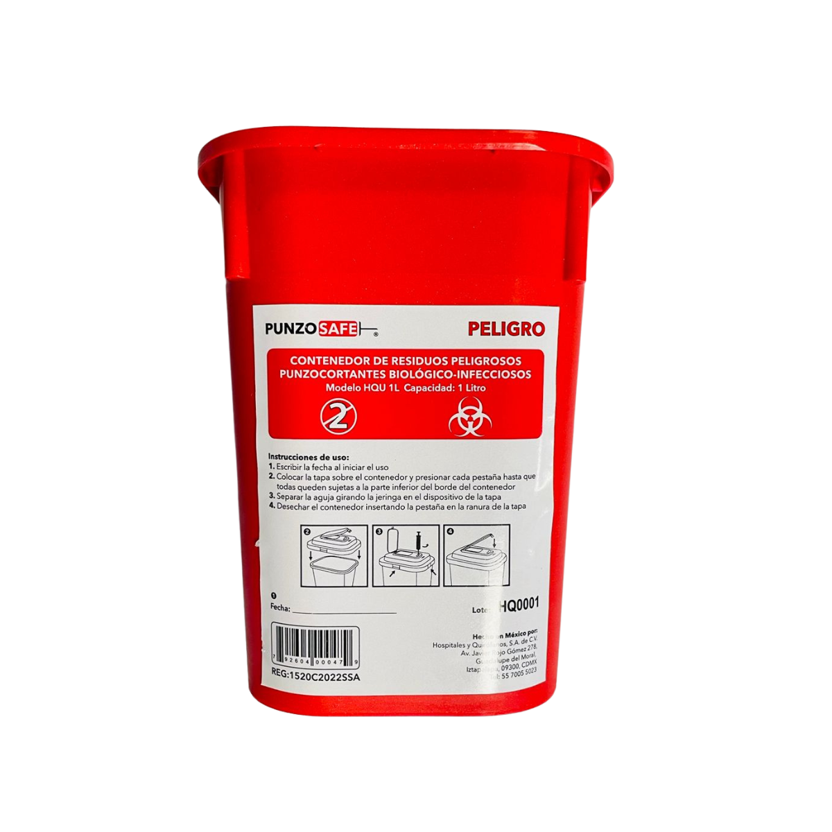 CONTENEDOR PUNZO SAFE RPBI PUNZOCORTANTES HQU 1L