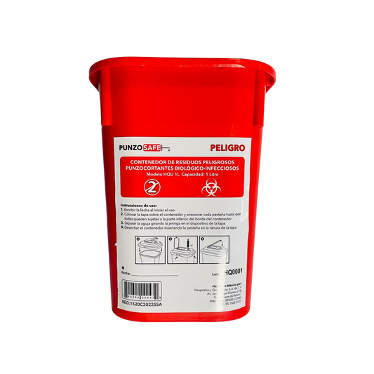 CONTENEDOR PUNZO SAFE RPBI PUNZOCORTANTES HQU 1L