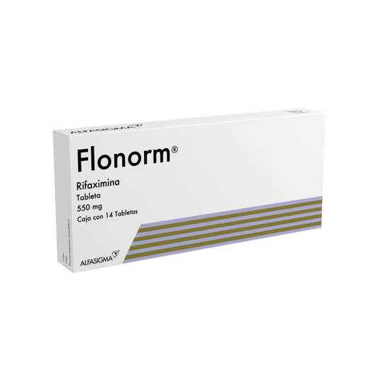 FLONORM. RIFAXIMINA 550 MG. CAJA CON 14 TABLETAS