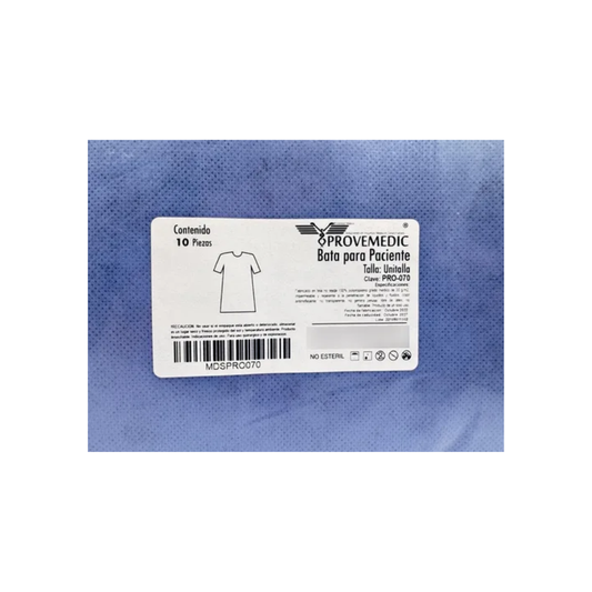 BATA PARA PACIENTE. UNITALLA. PAQUETE CON 10 PIEZAS. (PROVEMEDIC)