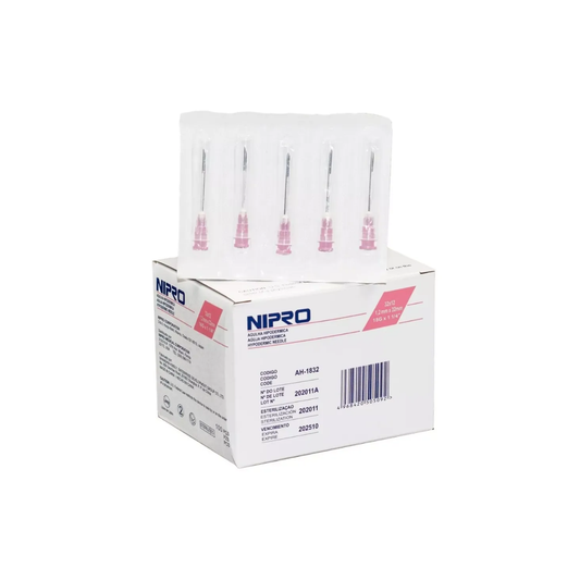 AGUJA HIPODERMICA COLOR ROSA 18GX40. CAJA CON 100 PIEZAS. (NIPRO)