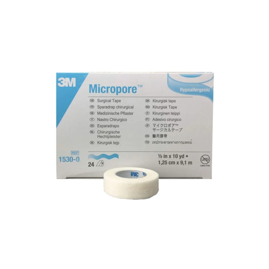 MICROPORE BLANCO 1/2". CINTA ADHESIVA. CAJA CON 24 PIEZAS. (3M)