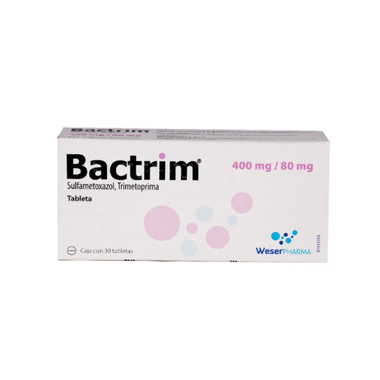 BACTRIM. SULFAMETOXAZOL 400 MG/TRIMETOPRIMA 80 MG. CAJA CON 30 TABLETAS