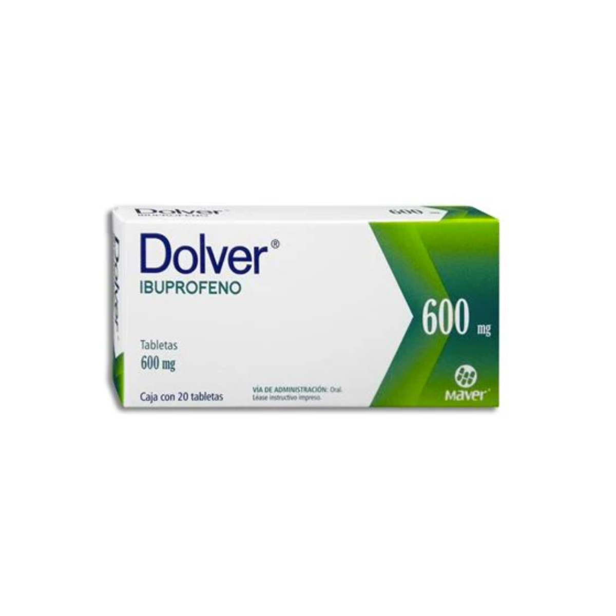 DOLVER. IBUPROFENO 600 MG. CAJA CON 20 TABLETAS