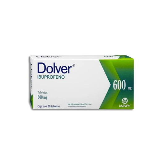 DOLVER. IBUPROFENO 600 MG. CAJA CON 20 TABLETAS