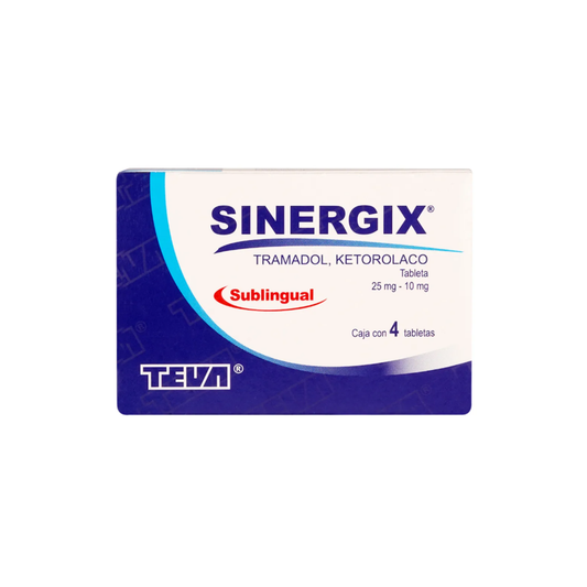 SINERGIX. TRAMADOL 25MG/KETOROLACO 10MG. SUBLINGÜAL. CAJA CON 4 TABLETAS