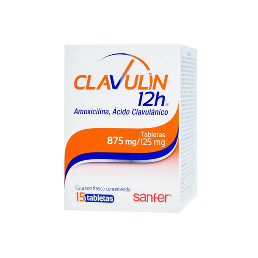 CLAVULIN 12 H. AMOXICILINA 875MG / ÁCIDO CLAVULÁNICO 125MG. FRASCO CON 15 TABLETAS