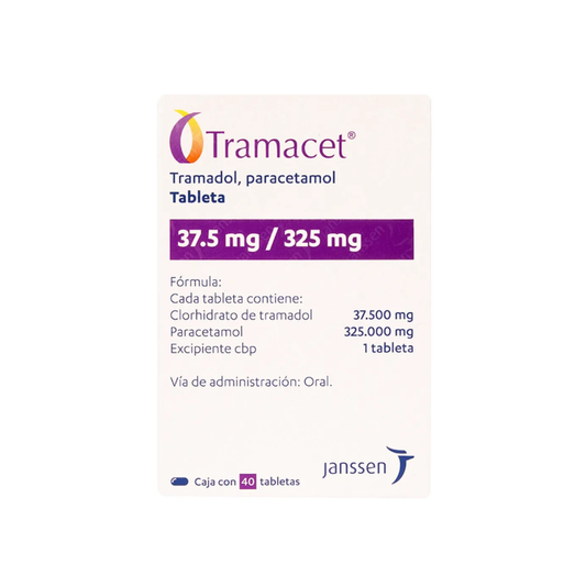 TRAMACET. TRAMADOL 37.5 MG/PARACETAMOL 325 MG. CAJA CON 40 TABLETAS