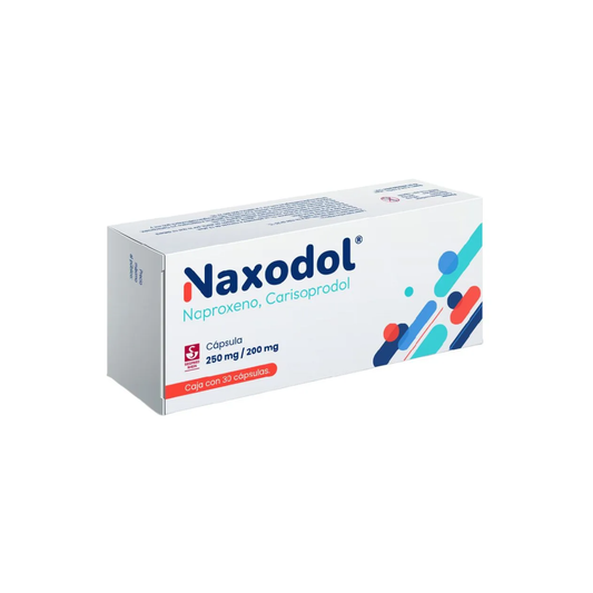NAXODOL. NAPROXENO 250 MG/CARISOPRODOL 200 MG. CAJA CON 30 CÁPSULAS