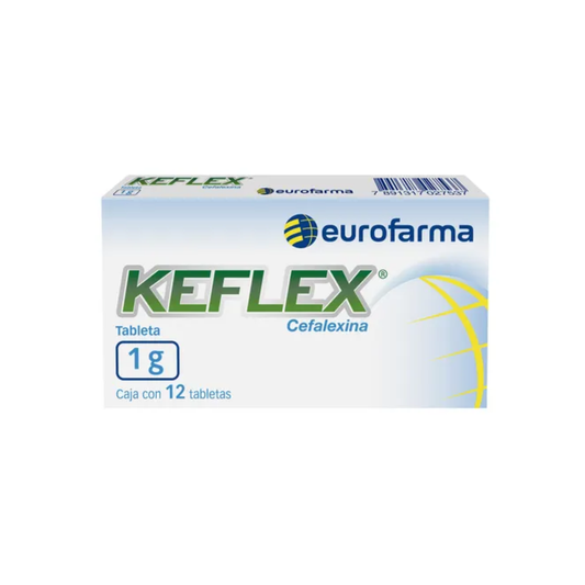 KEFLEX. CEFALEXINA 1 G. CAJA CON 12 TABLETAS