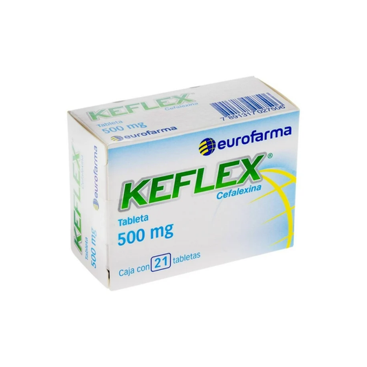 KEFLEX. CEFALEXINA 500 MG. CAJA CON 21 TABLETAS