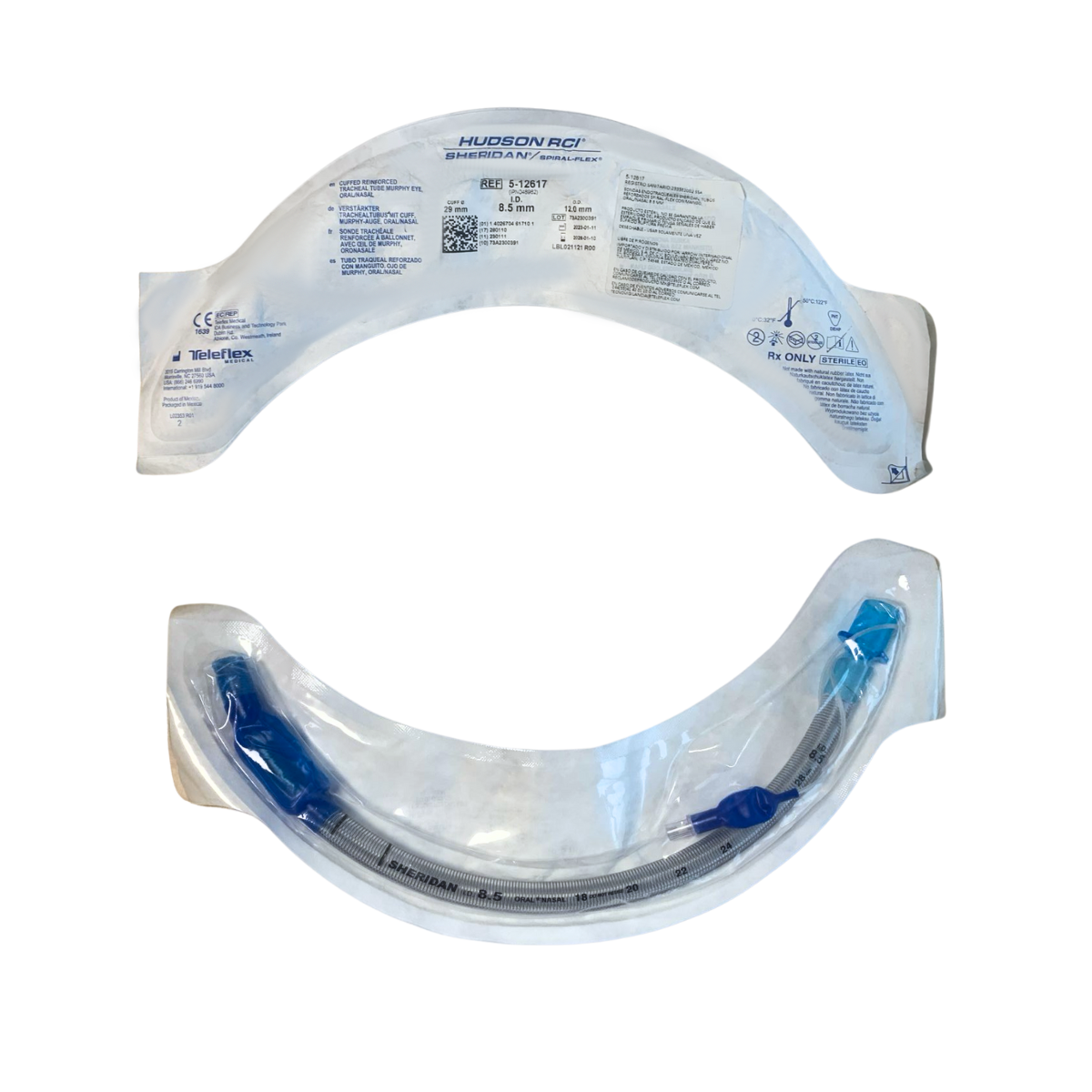TUBO ENDOTRAQUEAL HUDSON REFORZADO CON ALMA DE ACERO Y GLOBO 8.5 MM