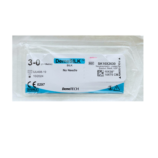 SEDA- SILK DEMETECH 3-0 (SUTUPAK 10X75CM). (12 PIEZAS)