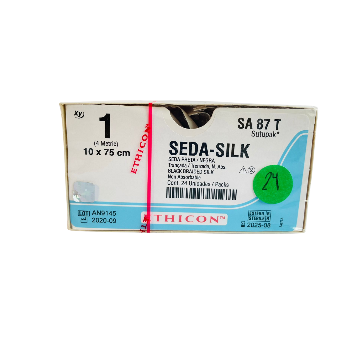 SEDA-SILK 1 ETHICON (SUTUPAK 10X75CM) . CAJA CON 24 UNIDADES