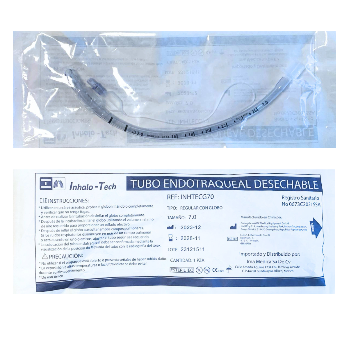 TUBO ENDOTRAQUEAL INHALO-TECH CON GLOBO 7.0 MM