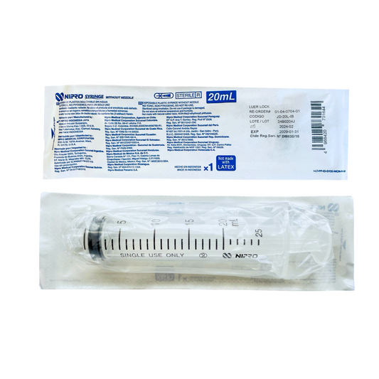 JERINGA NIPRO DE 20 ML SIN AGUJA / CONTIENE 50 PIEZAS