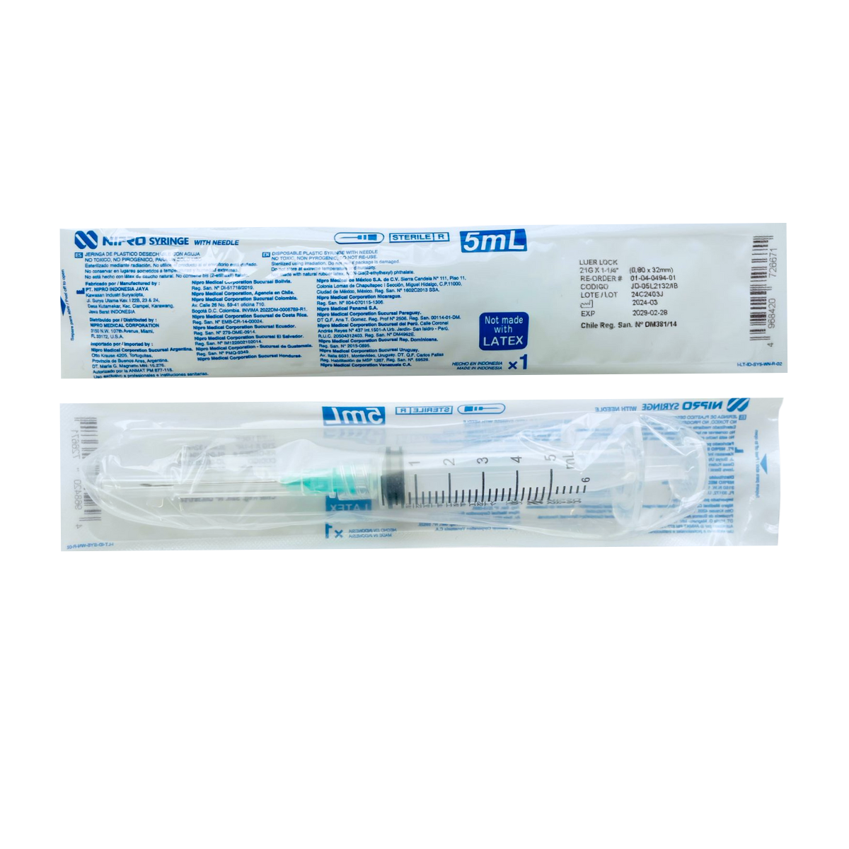 JERINGA NIPRO DE 5 ML 22X32 / CONTIENE 10 PIEZAS