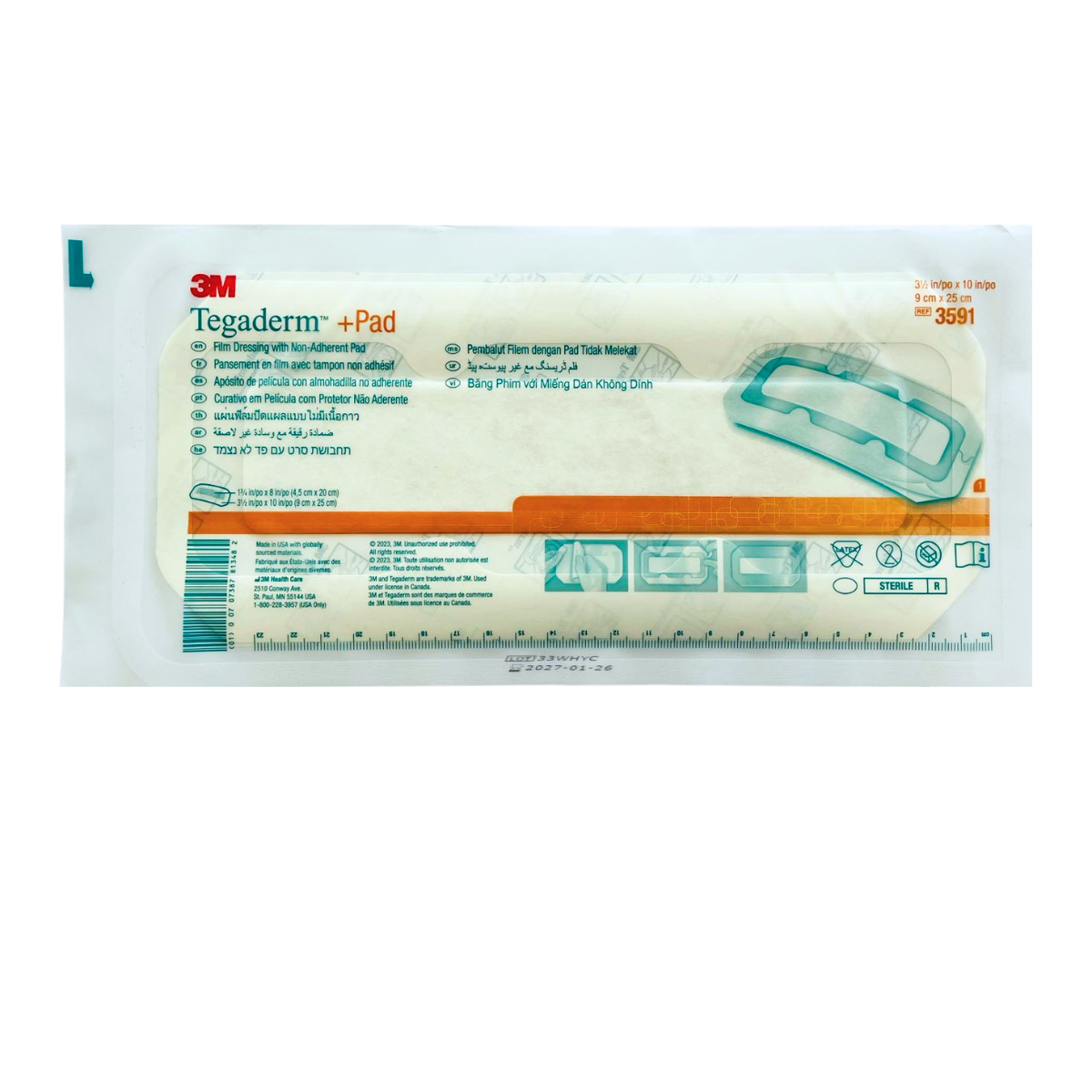 TEGADERM (3M)+ PAD 9X25 CM / CONTIENE 10 PIEZAS