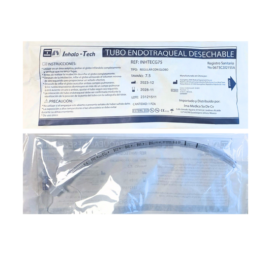 TUBO ENDOTRAQUEAL INHALO-TECH CON GLOBO 7.5 MM