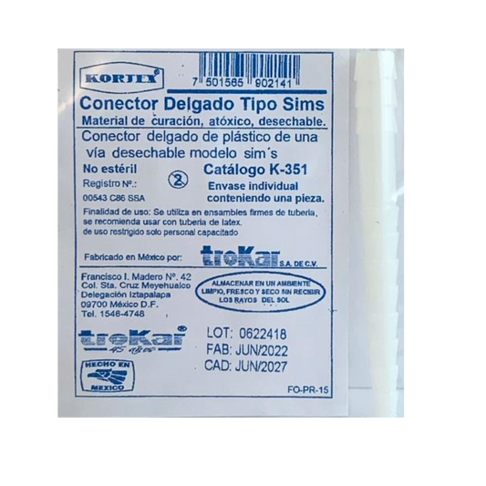CONECTOR DELGADO DE PLASTICO DE 1 VIA. (TROKAR)