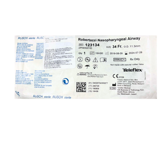 RUSCH STERRILLE ROBERTAZZI CANULA NASOFARINGEA VERDE/LATEX  #34