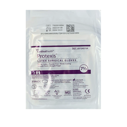 CARDINAL HEALTH. GUANTE NARANJA DE LATEX #7.5 / CONTIENE 50 PARES