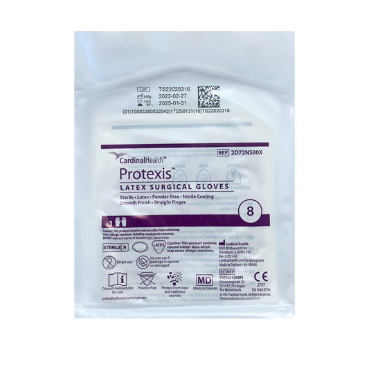 CARDINAL HEALTH. GUANTE NARANJA DE LATEX #8. CAJA CON 50 PARES