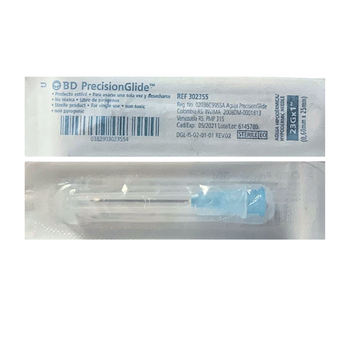 CAJA AGUJA HIPODERMICA BD (AZUL) 23G X 1"/ CONTIENE 100 PIEZAS