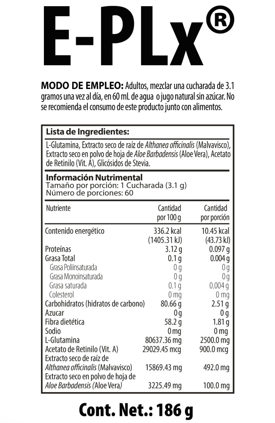 E-PLX Nutrabiotics 186 g