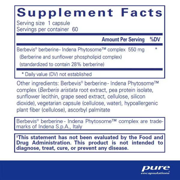 Pure Encapsulations Berberine UltraSorb 60 cápsulas.