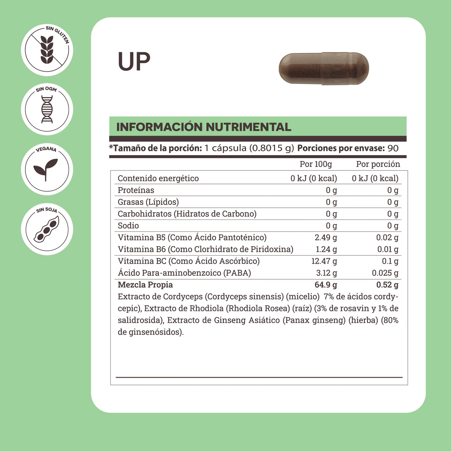 Matter UP Extractos Herbolarios con Vitaminas (90 cápsulas)