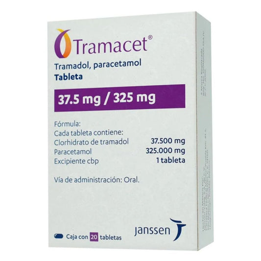 TRAMACET JANSSEN 37.5 MG/ 325 MG / CAJA CON 20 TABLETAS