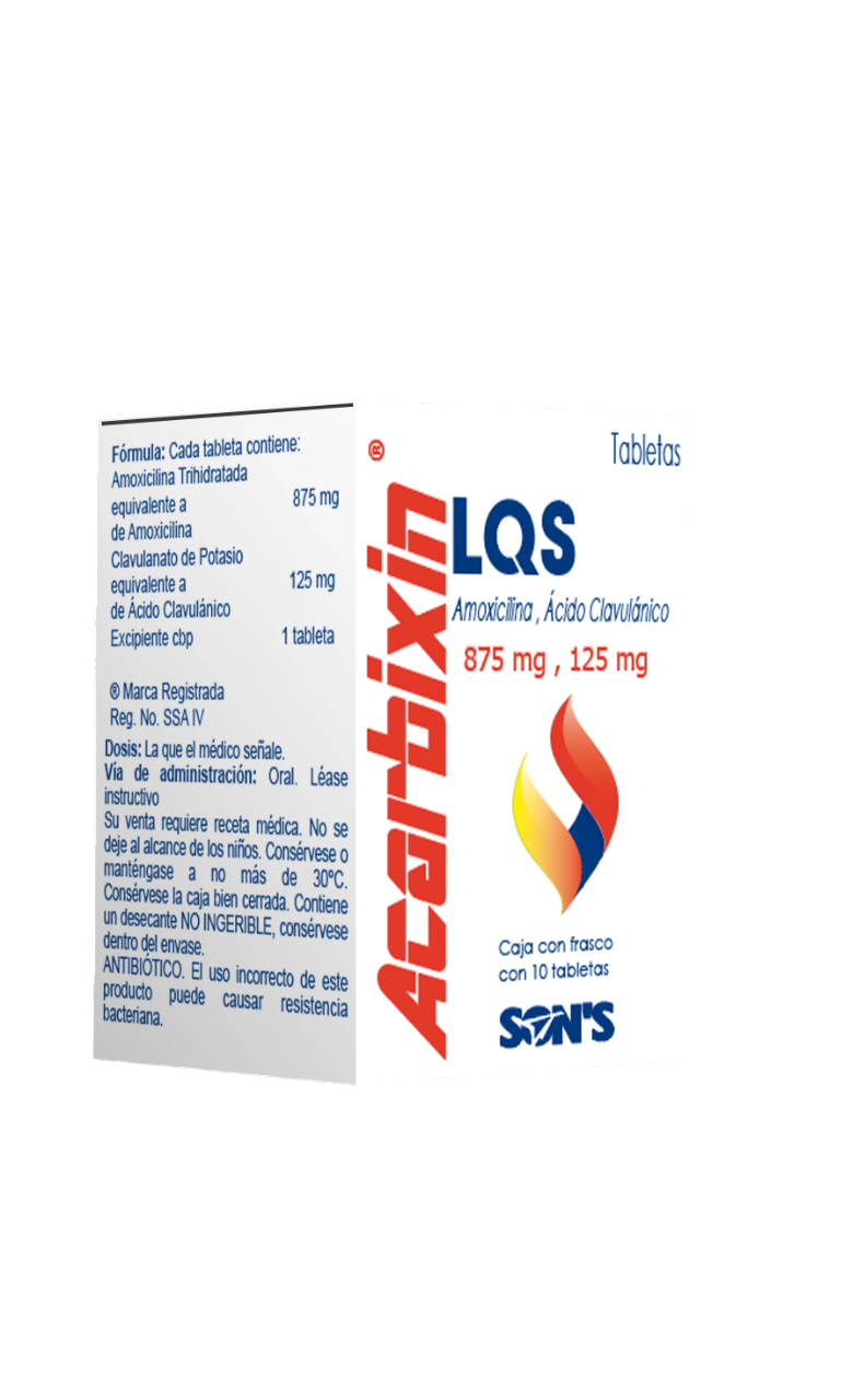 ACARBIXIN LQS AMOXICILINA / ÁCIDO CLAVULÁNICO QUÍMICA SON'S TABLETAS 875 MG / 125 MG / 10 TABLETAS