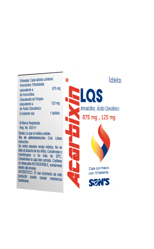 ACARBIXIN LQS AMOXICILINA / ÁCIDO CLAVULÁNICO QUÍMICA SON'S TABLETAS 875 MG / 125 MG / 10 TABLETAS