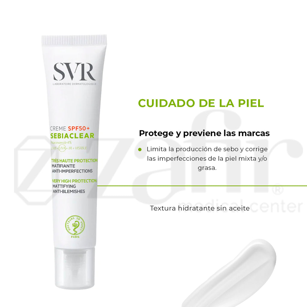 SVR Creme SPF50+ Sebiaclear: Protector Solar Para Piel Grasa