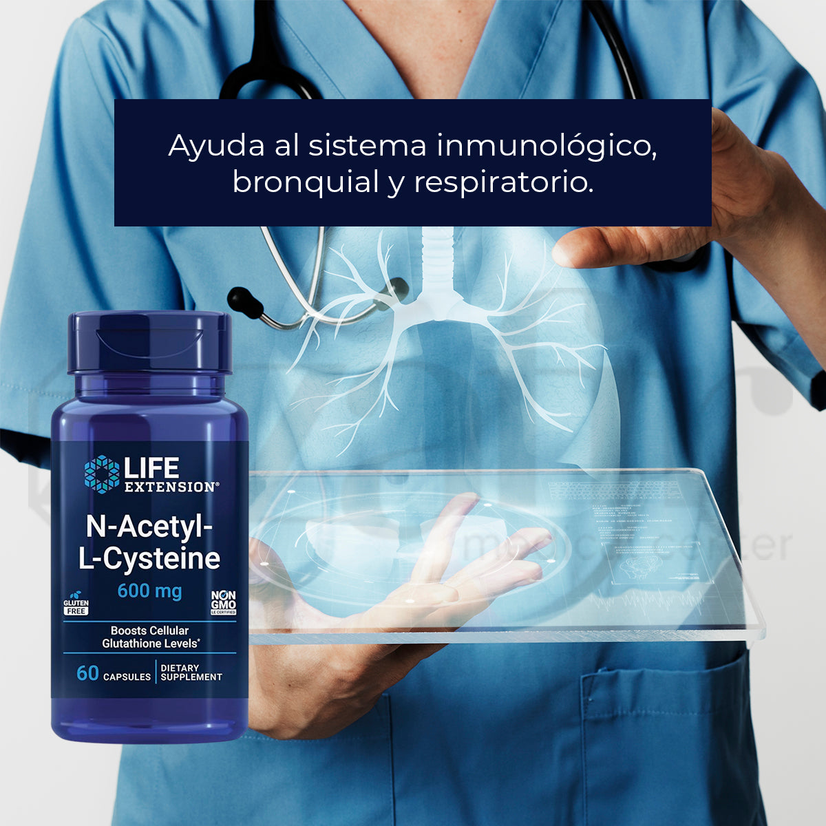 Life Extension N-Acetyl-L- Cysteine Boosts Cellular Glutahione Levels 600Mg Apoyo Inmunológico.