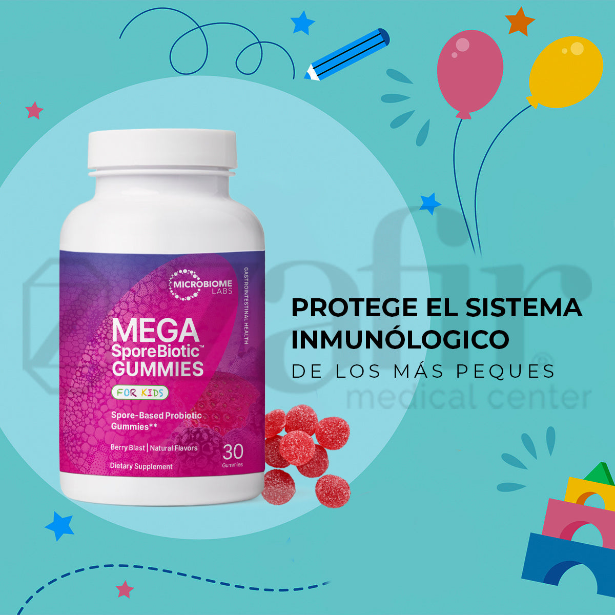 MICROBIOMLABS MEGASPOREBIOTIC FOR KIDS GUMMIES 30