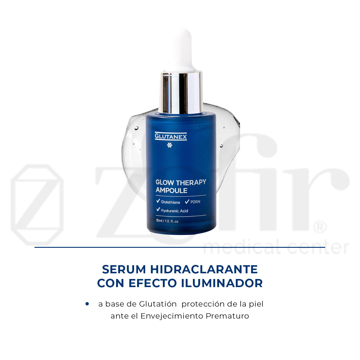 Glutanex Glow Therapy Ampoule Serum Hidraclarante Con Efecto Iluminador, Reparador y Antioxidante